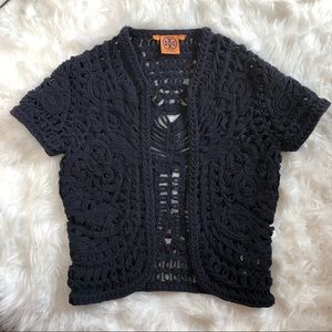 Tory Burch Macrame Open Front Sweater Cardigan